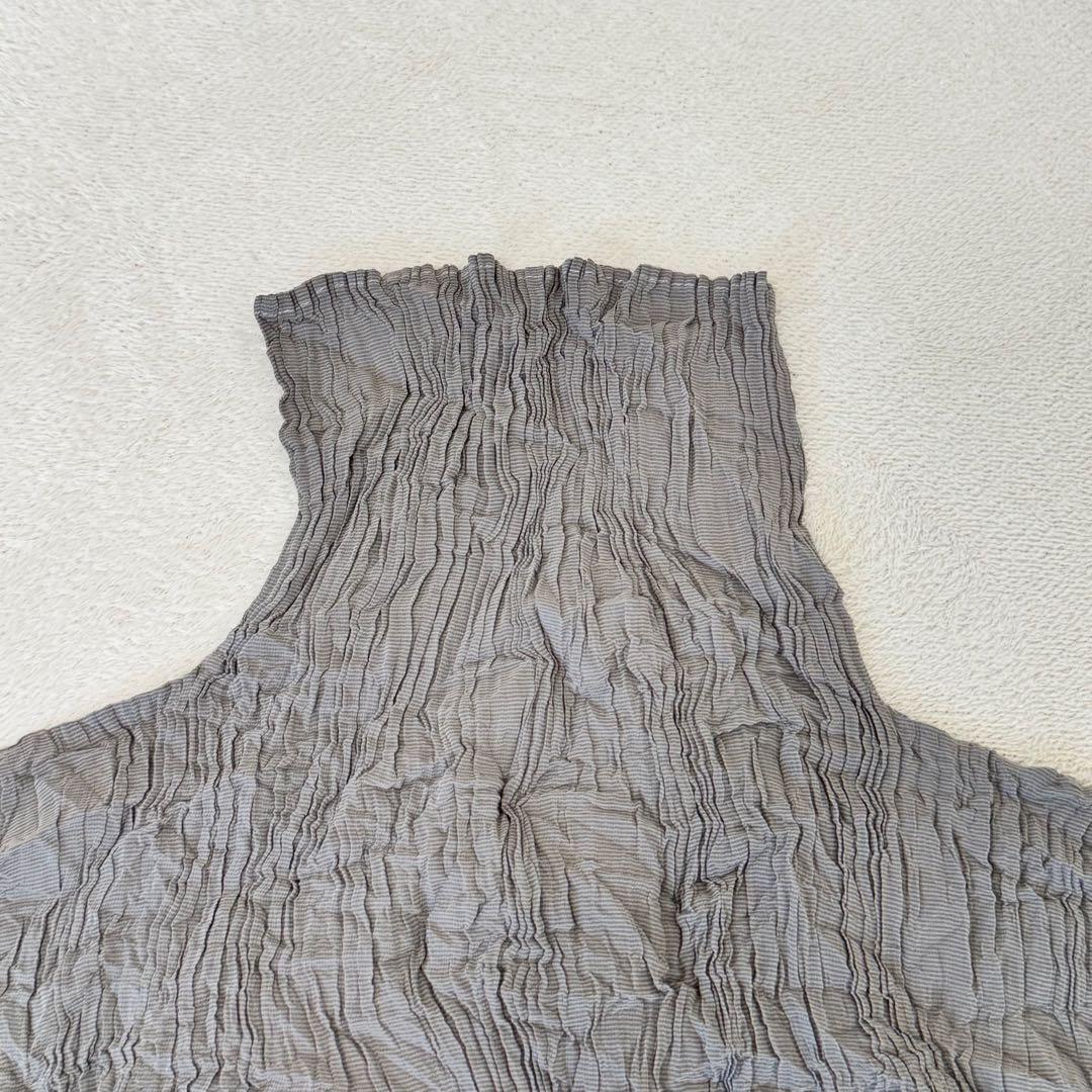 極美品✨ISSEY MIYAKE プリーツ　シルク　グレー　長袖　大きめサイズ