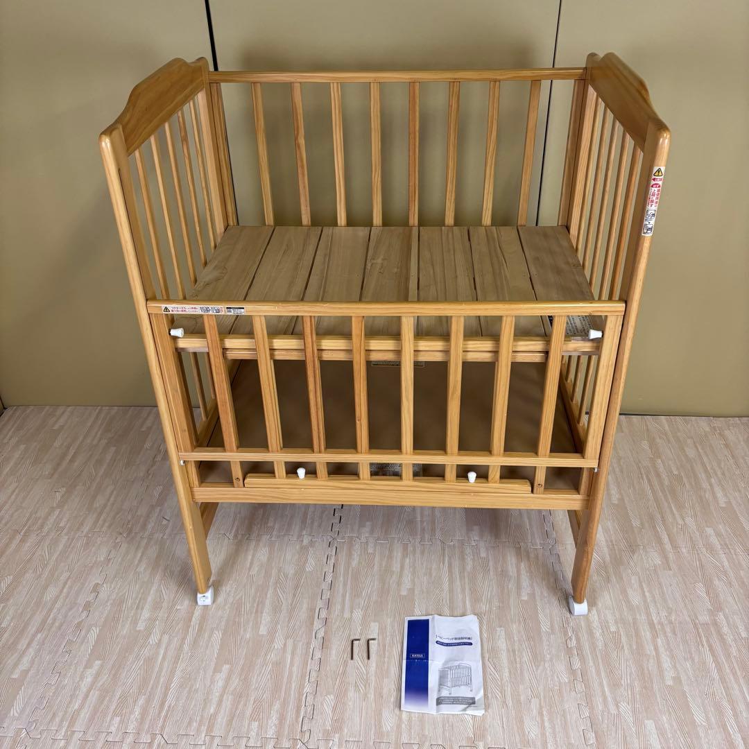 ☆除菌清掃済☆　☆綺麗☆　カトージ　ハイシートミニベッド　ナチュラル　すのこ床板