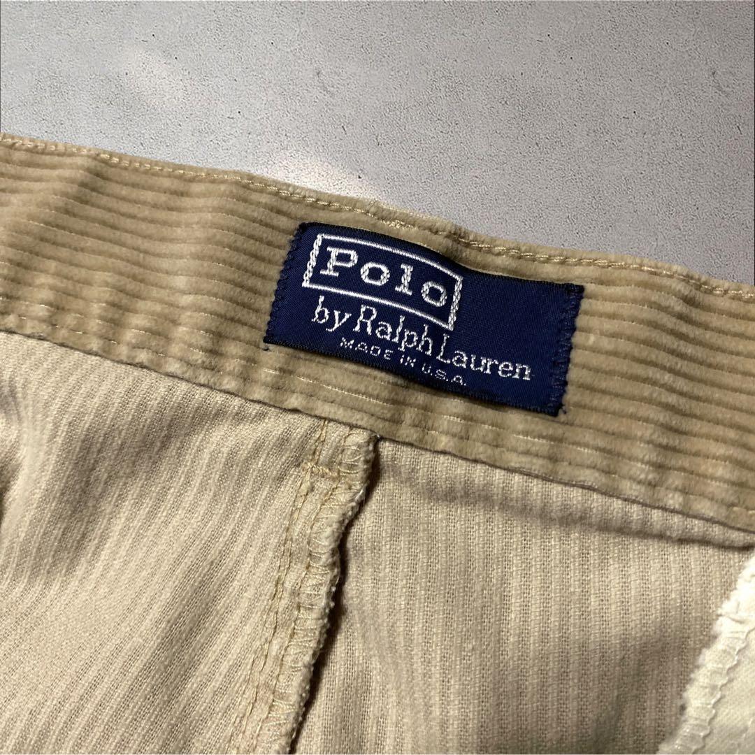 USA製90sラルフローレン太畝コーデュロイパンツW33スクエアタグアンドリュー