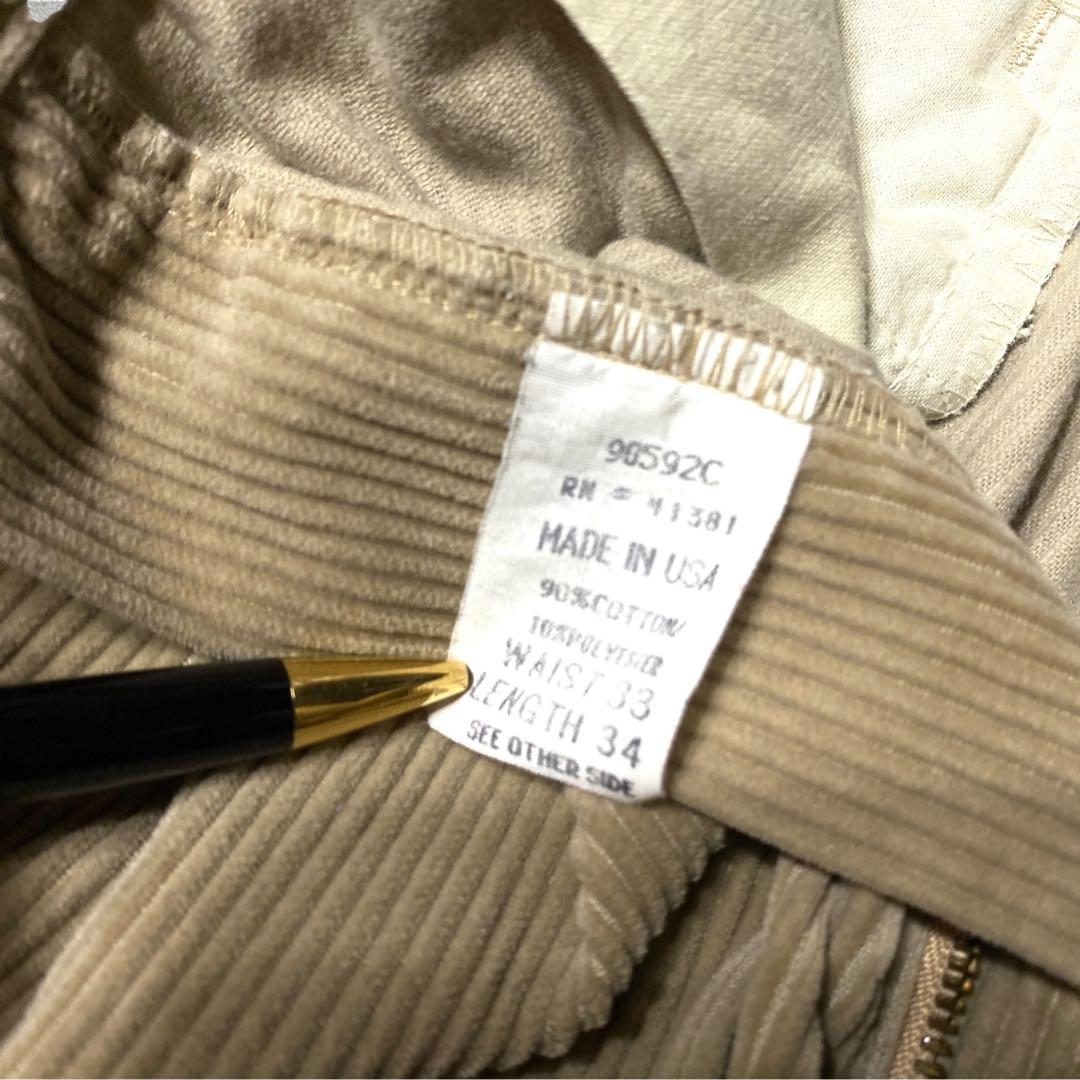USA製90sラルフローレン太畝コーデュロイパンツW33スクエアタグアンドリュー