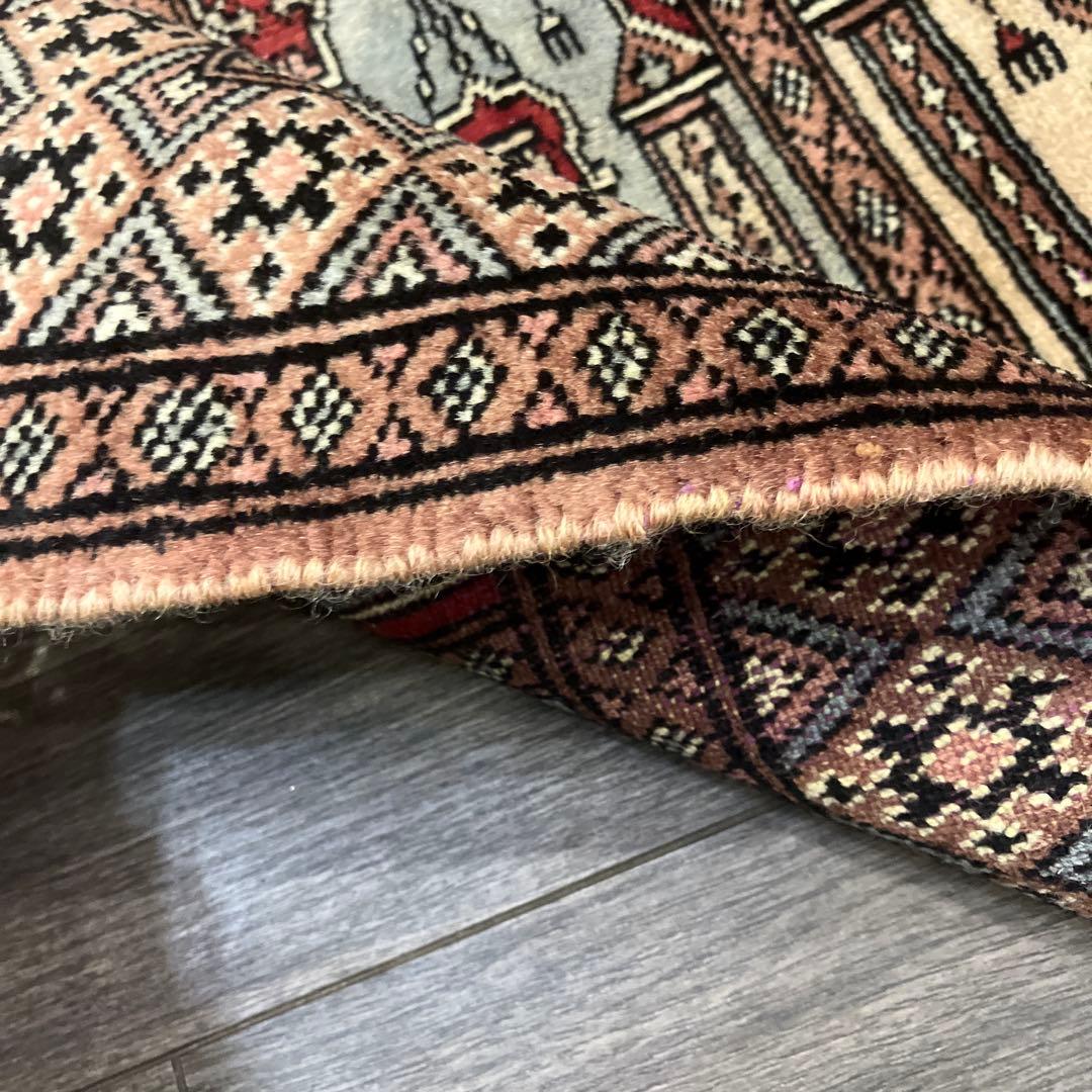 92x61cmヴィンテージ トライバルラグ手織り絨毯カシミリヤンアンテイーク絨毯