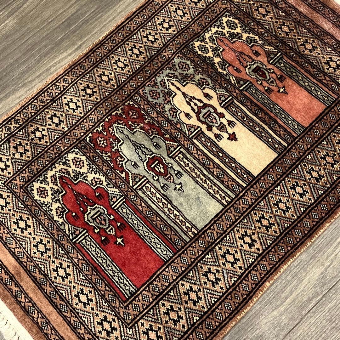 92x61cmヴィンテージ トライバルラグ手織り絨毯カシミリヤンアンテイーク絨毯