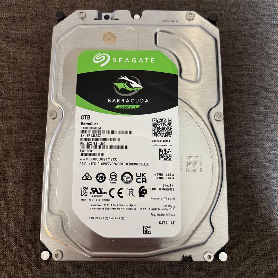 低使用時間 Seagate Barracuda HDD 8TB