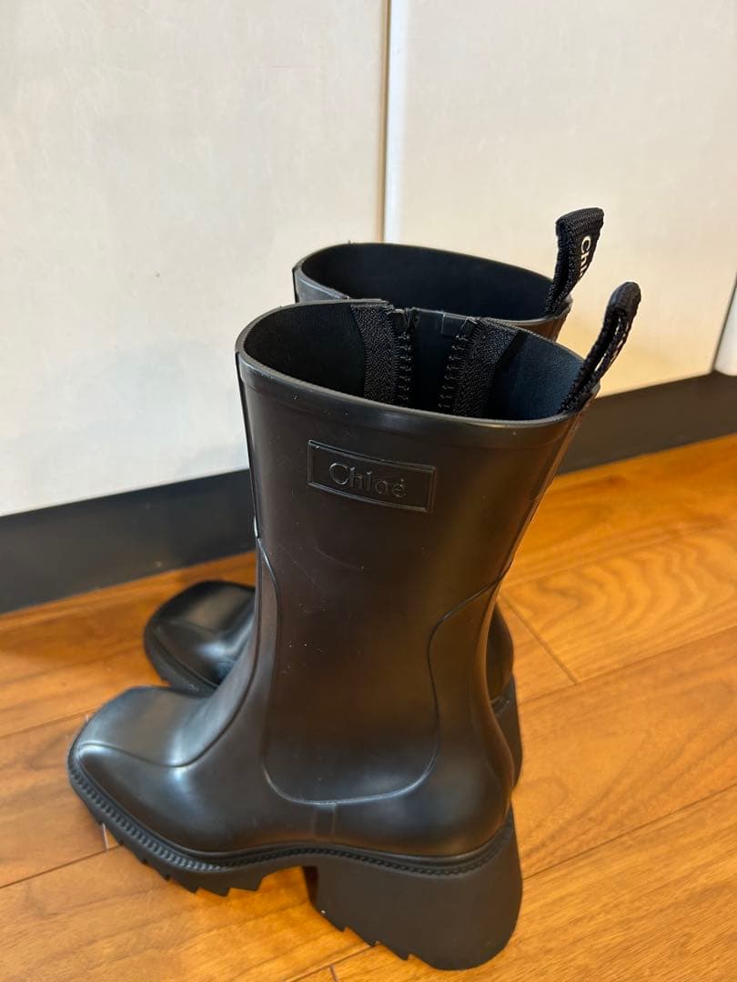 Chloé ブラック レインブーツ 高ヒール