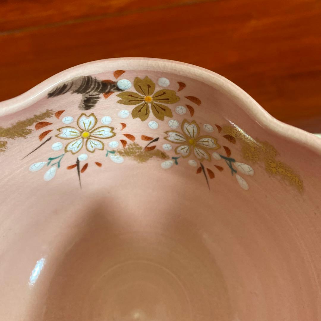 清水焼　茶碗　山口剛明作　色絵桜抹茶碗