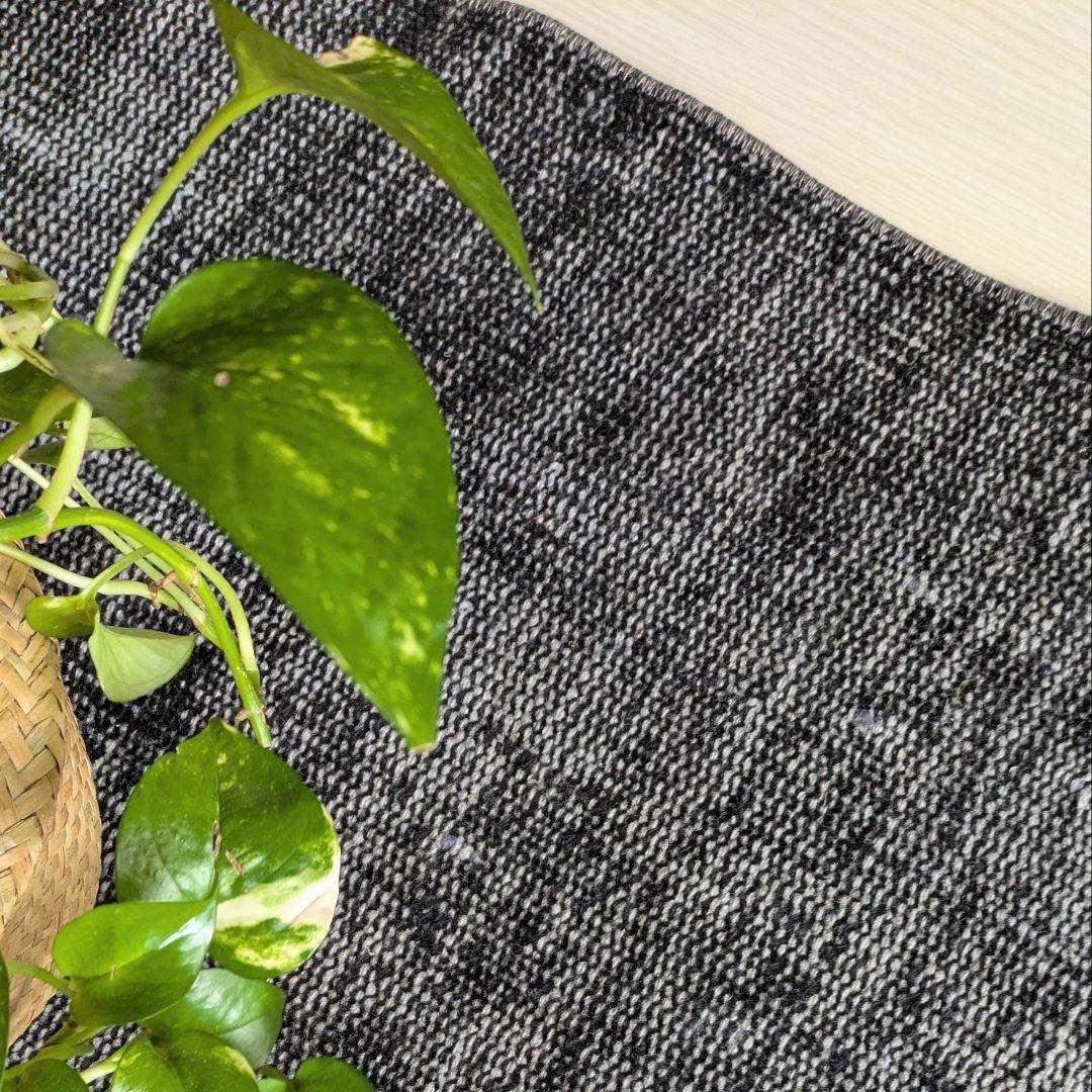 90×188 オーバーダイブラックグレーワンカラー　トルコヴィンテージラグ