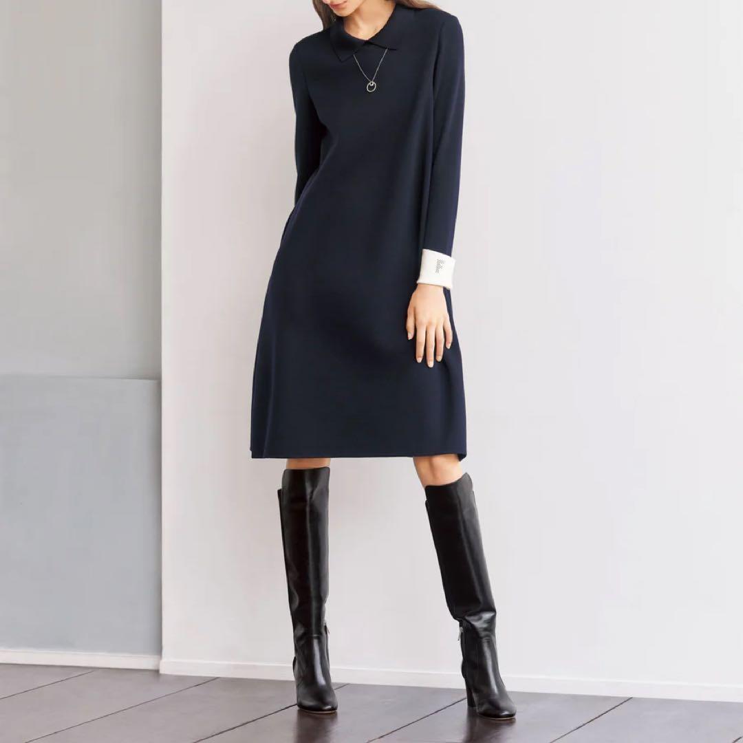 FOXEY ニットdress eternity 長袖 ひざ丈ワンピース　40