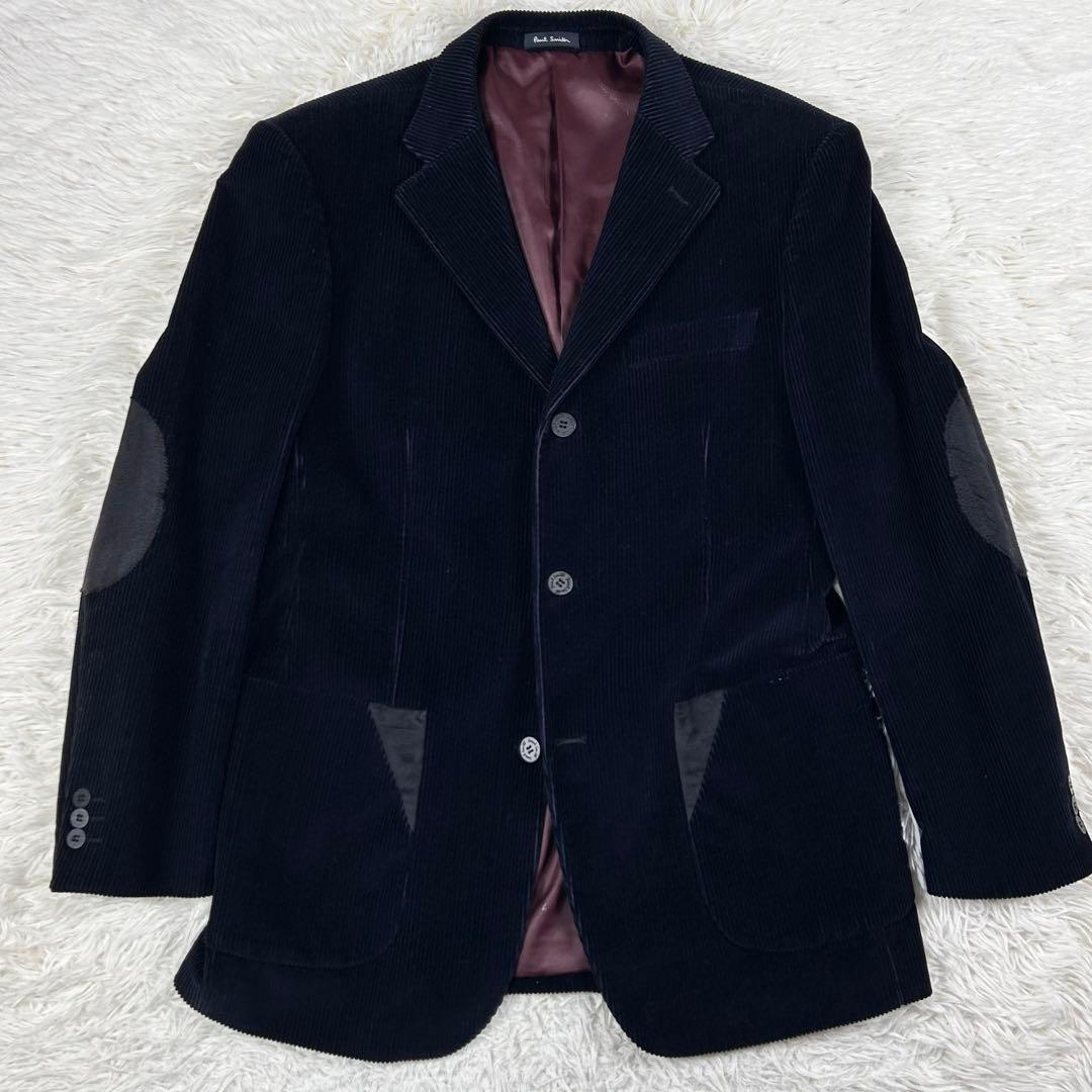 ポールスミス エルボーパッチ コーデュロイ テーラードジャケット 羊毛 ネイビー