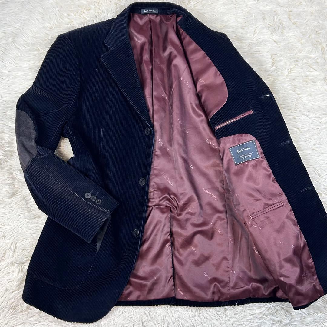 ポールスミス エルボーパッチ コーデュロイ テーラードジャケット 羊毛 ネイビー