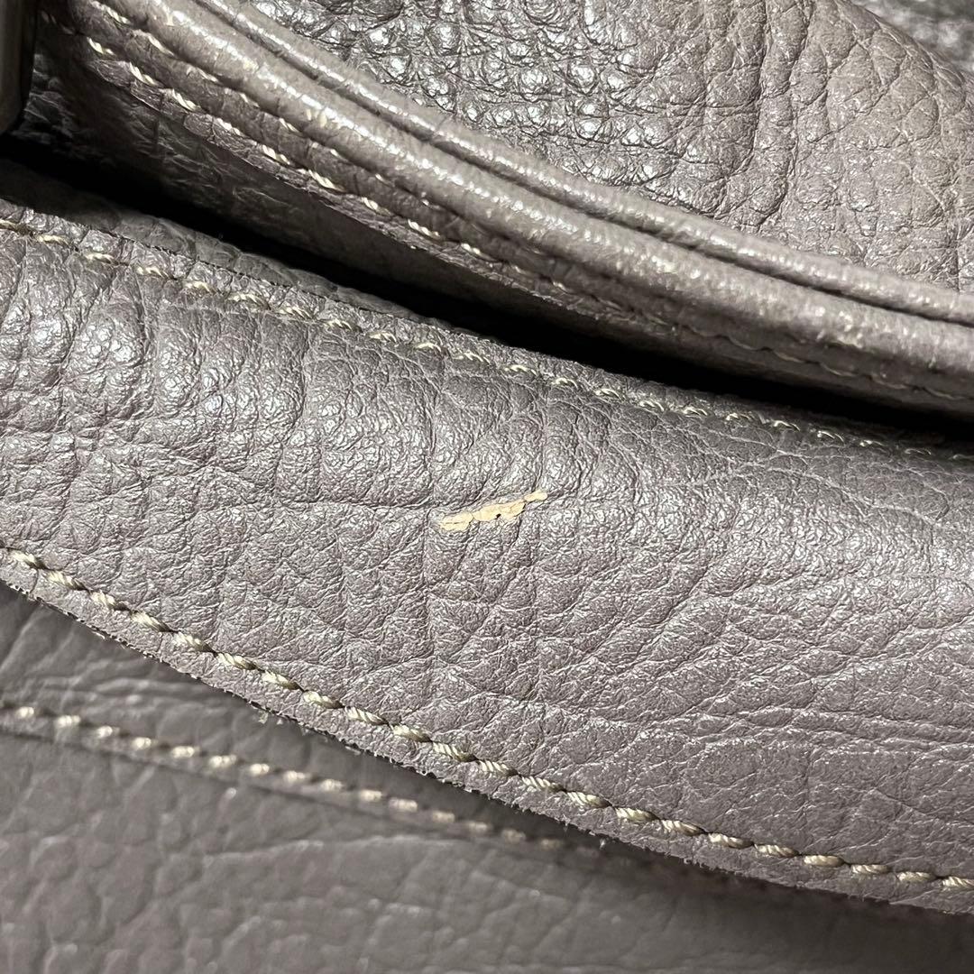 人気✨バーバリー ブルーレーベル ハンドバッグ シボ革 レザートート グレー