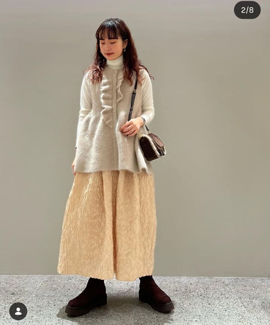 ユナイテッドアローズ/フォックスカシミヤ　フリルベスト　ジレ　ファー