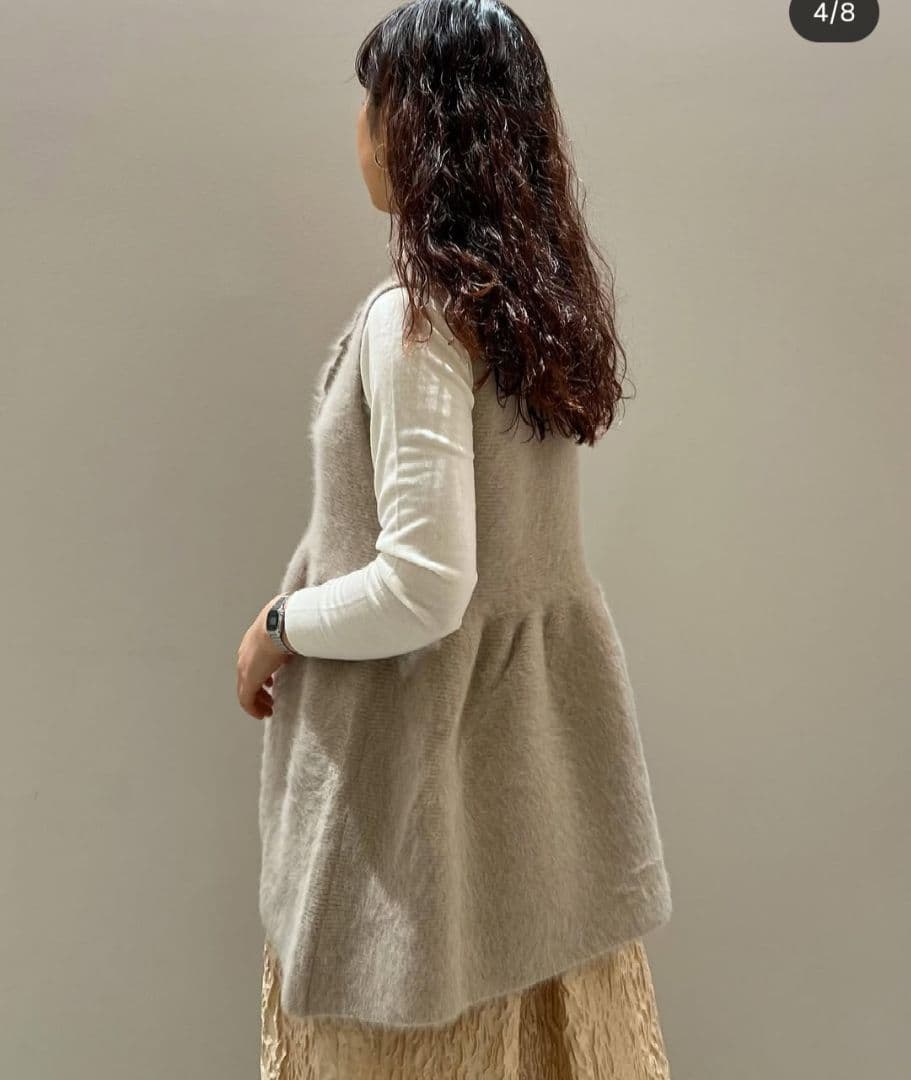 ユナイテッドアローズ/フォックスカシミヤ　フリルベスト　ジレ　ファー