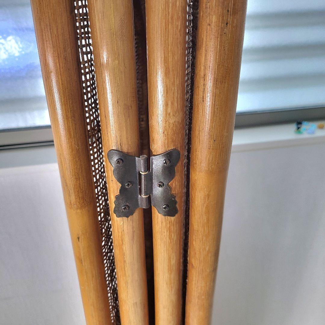 【引取限定】籐 ラタン 4連パーテーション 昭和レトロ 籐　間仕切り　衝立