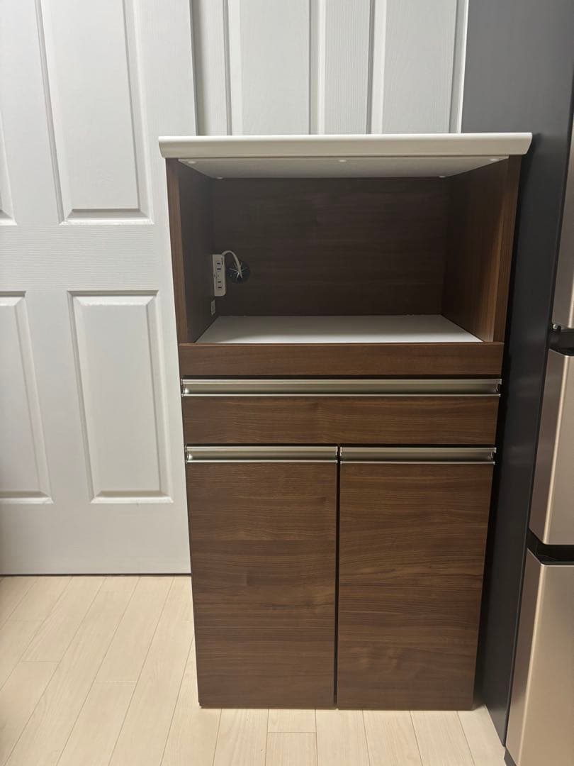 ブラウン木製レンジボード 引き出し付き