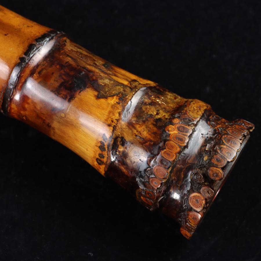 Y3273-3 琴古流 尺八 隆風銘 銀三線 全長48㎝ 竹製 　EE