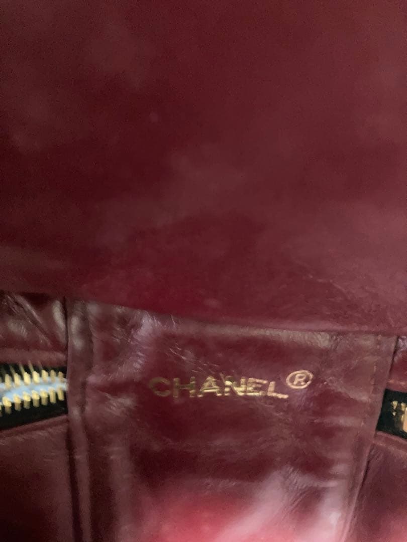 ビンテージ　シャネル　バニティ　ブラウンレザー キルティングバッグ