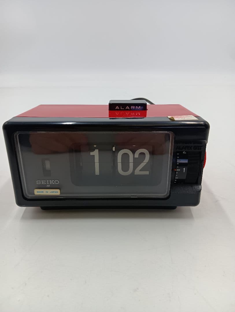 昭和レトロ【メンテ済み・動作正常】SEIKOパタパタ時計 DP690T 黒 赤