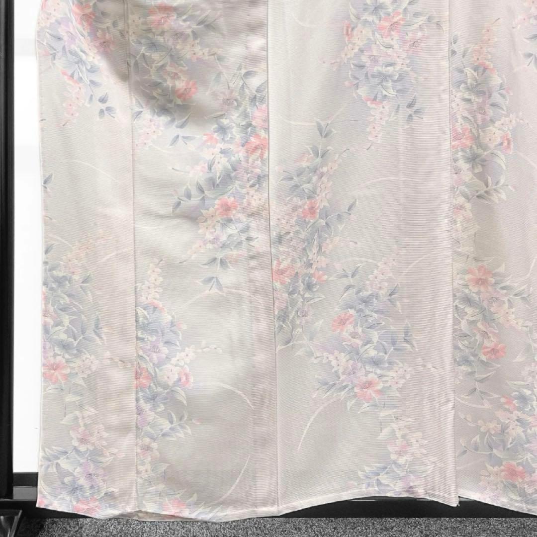 夏用　小紋　絽　花模様　パープル系　着物　042w d