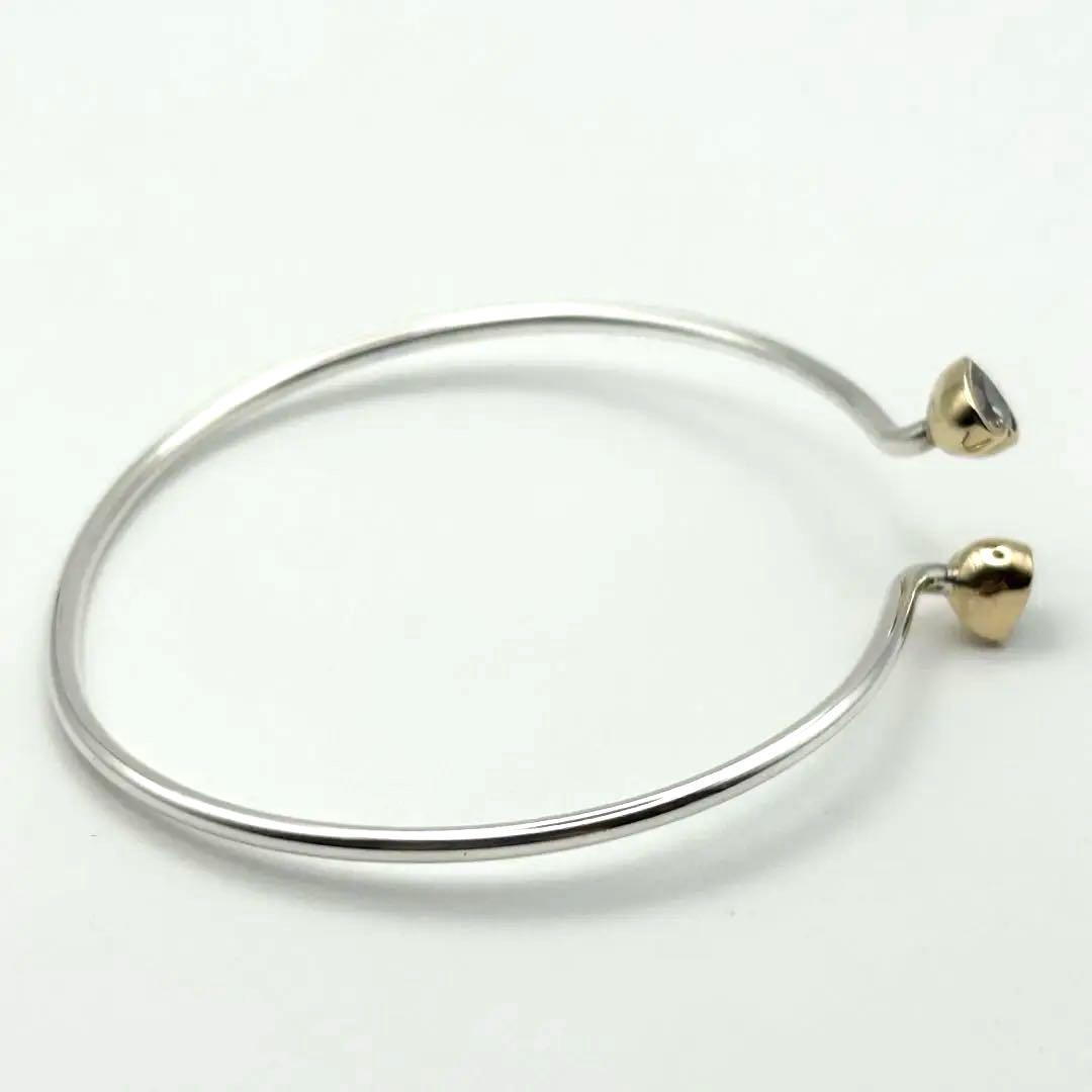 スタージュエリー K14 silver925 バングル ブレスレット ハート 石