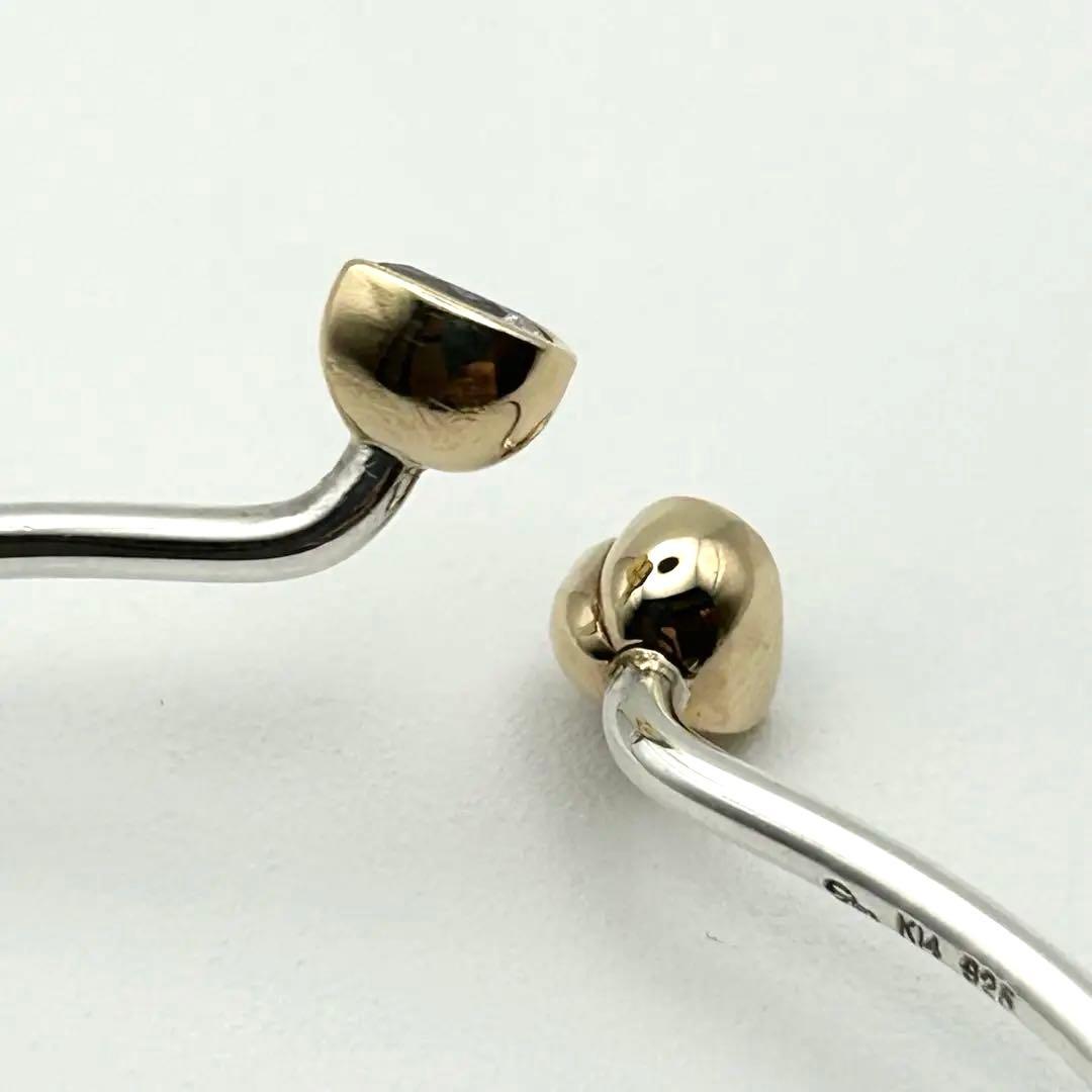 スタージュエリー K14 silver925 バングル ブレスレット ハート 石