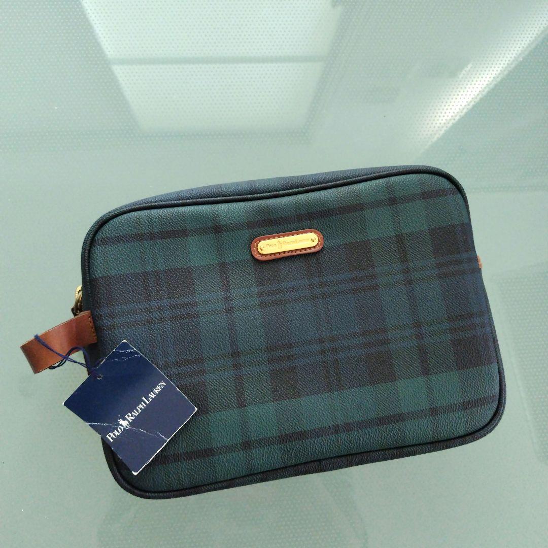 未使用タグ付き美品です！正規品ポロラルフローレン チェック クラッチバッグ