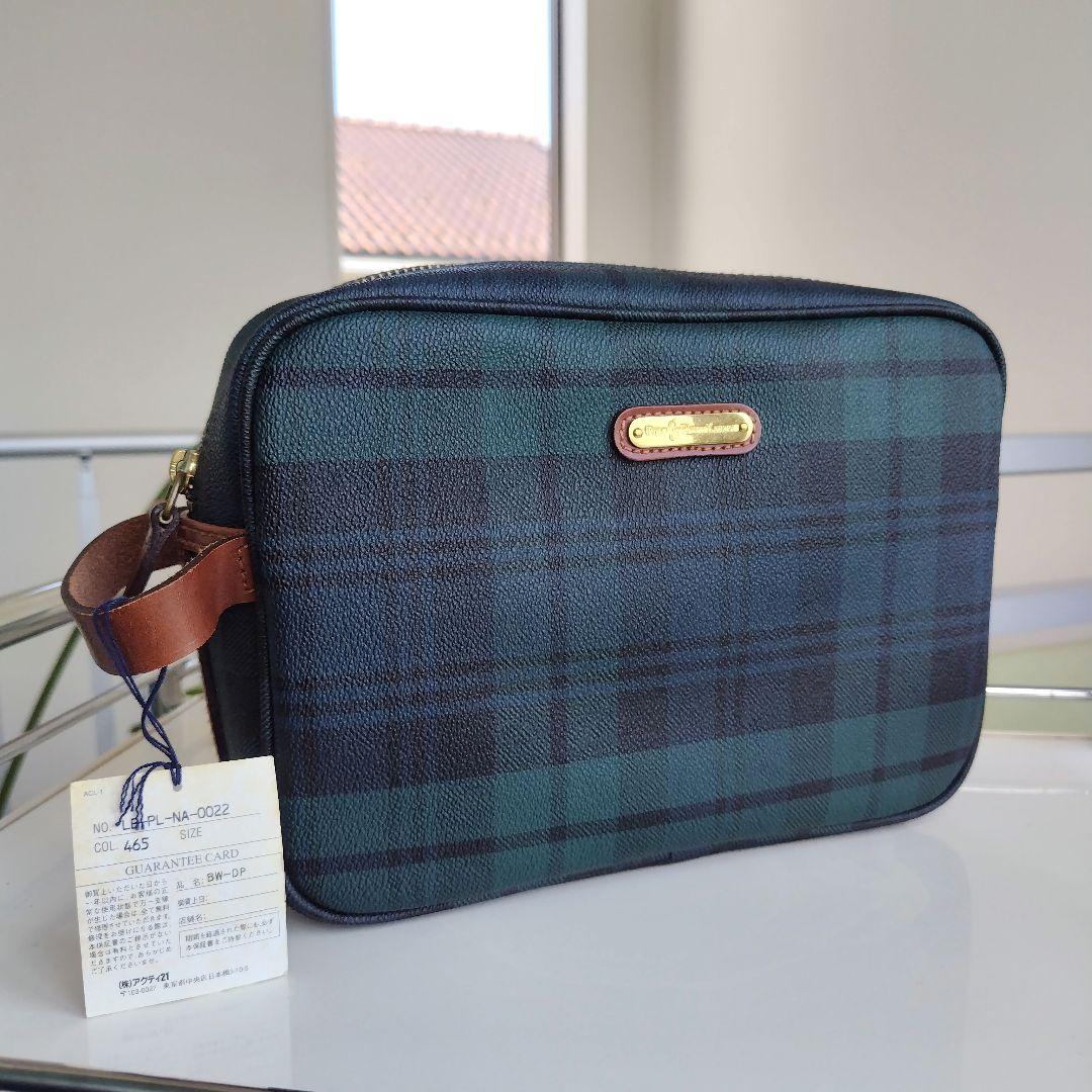 未使用タグ付き美品です！正規品ポロラルフローレン チェック クラッチバッグ