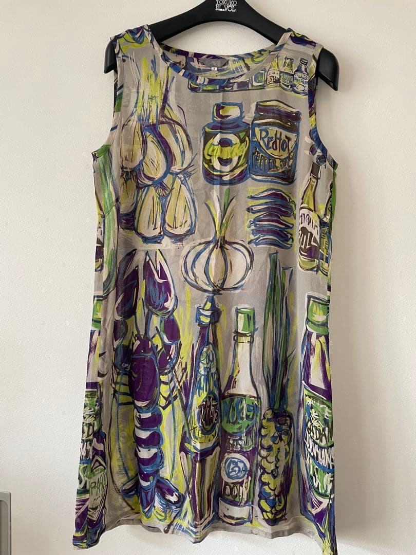 トクコプルミエブォル/アートワンピース チュニックボトル・野菜デザイン