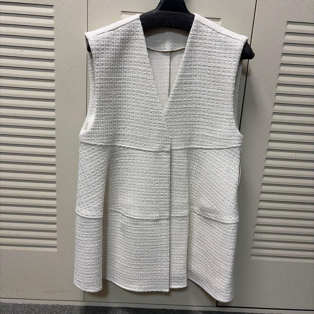 anana ラメシャギーツイード　立体フォルムベスト　セレモニー　アイボリー