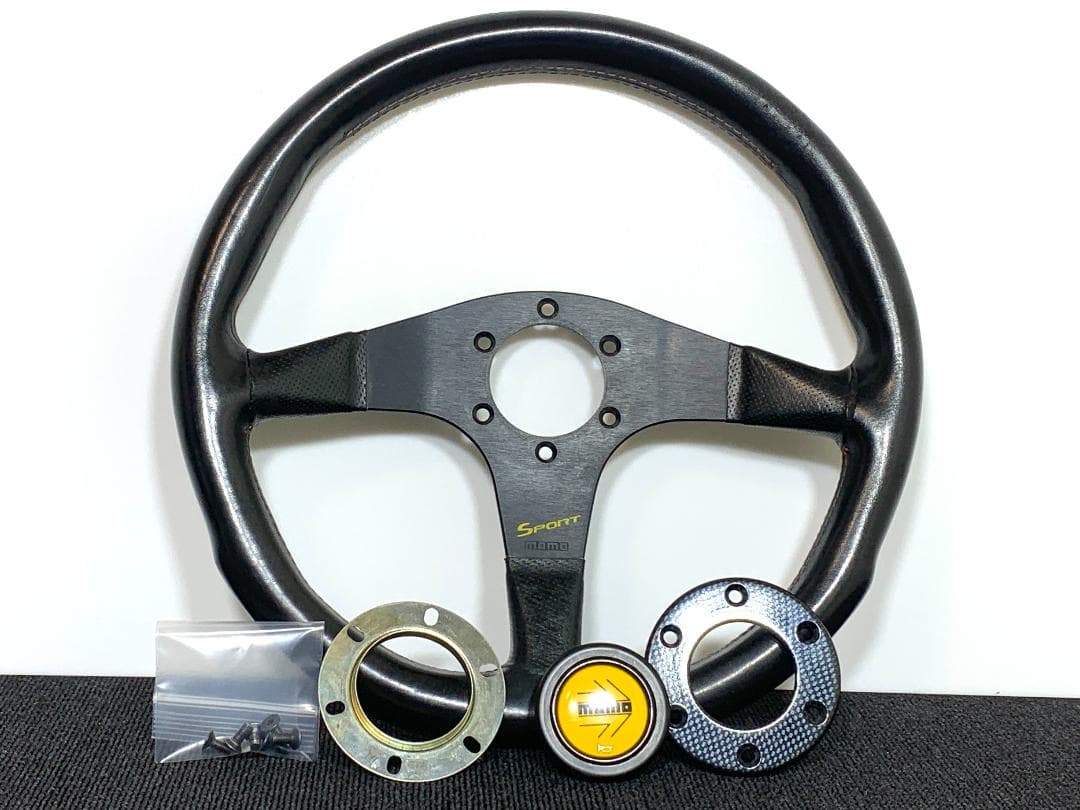 モモ スポーツ ステアリング 34パイ 当時物 92年製 ホーンボタン・ネジ付き