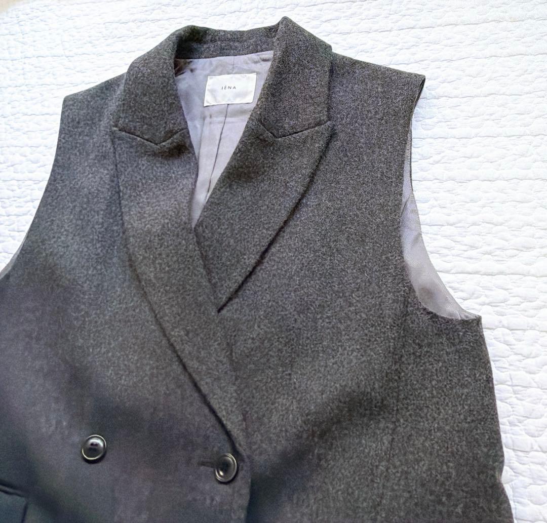 極美品⚑イエナ　テーラードベスト　ジレ　ダブルボタン　スーパー100's グレー