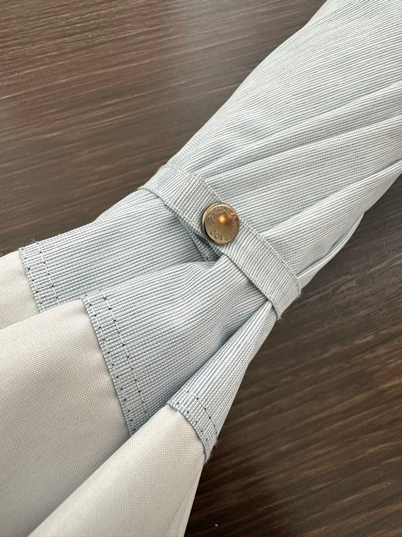 サンバリア100 折りたたみ日傘 ２段折コンビmoku/ブルー/木曲がり手元