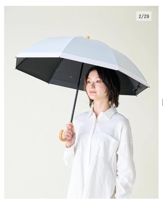 サンバリア100 折りたたみ日傘 ２段折コンビmoku/ブルー/木曲がり手元