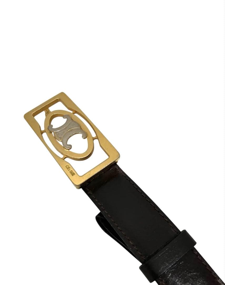 CELINE セリーヌ トリオンフ レザーベルト ゴールド金具 サイズ65
