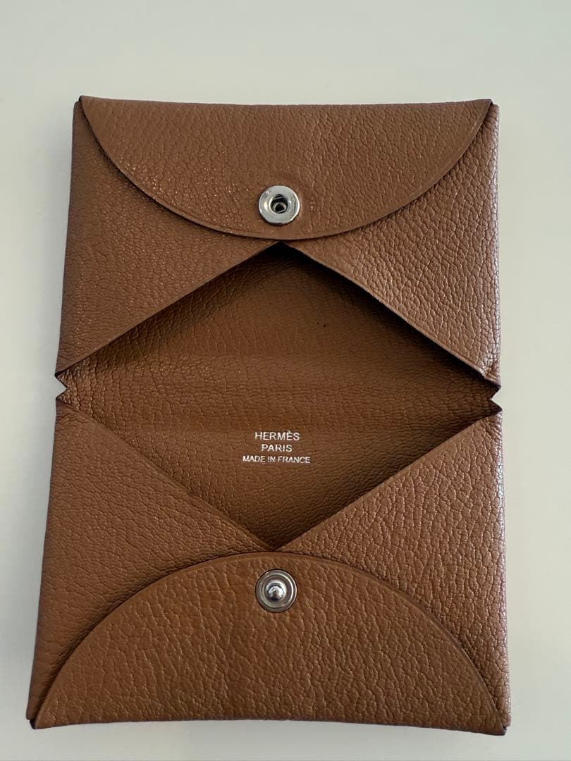 エルメス　名刺入れ　レザー ブラウン 茶 シルバー金具