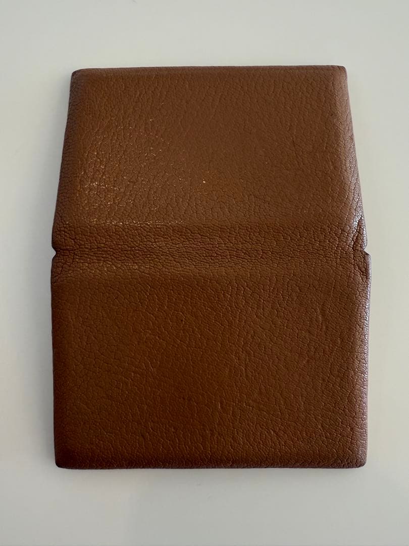 エルメス　名刺入れ　レザー ブラウン 茶 シルバー金具