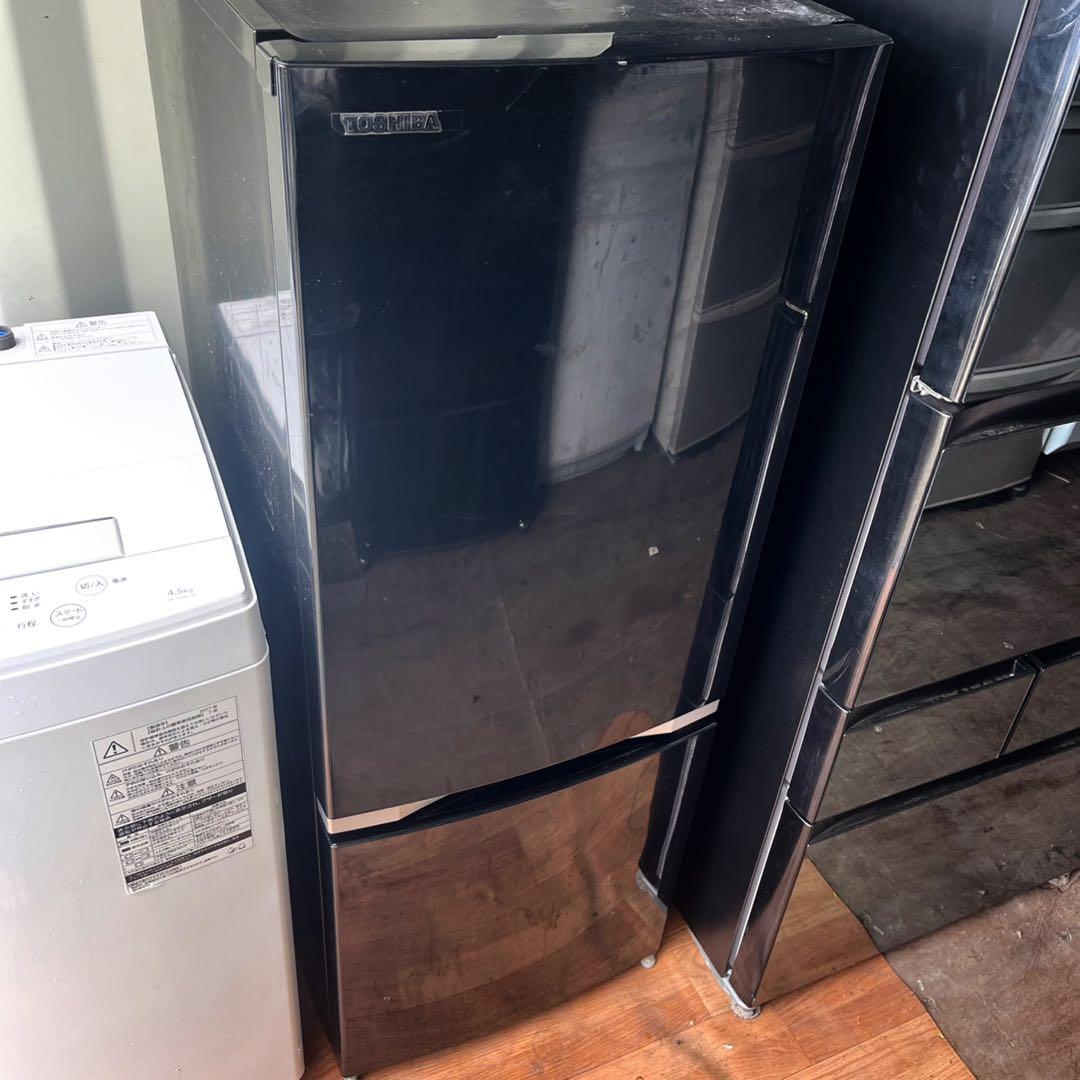 取付無料！東芝高性能スタイリッシュブラック冷蔵庫おしゃれホワイト洗濯機セット！