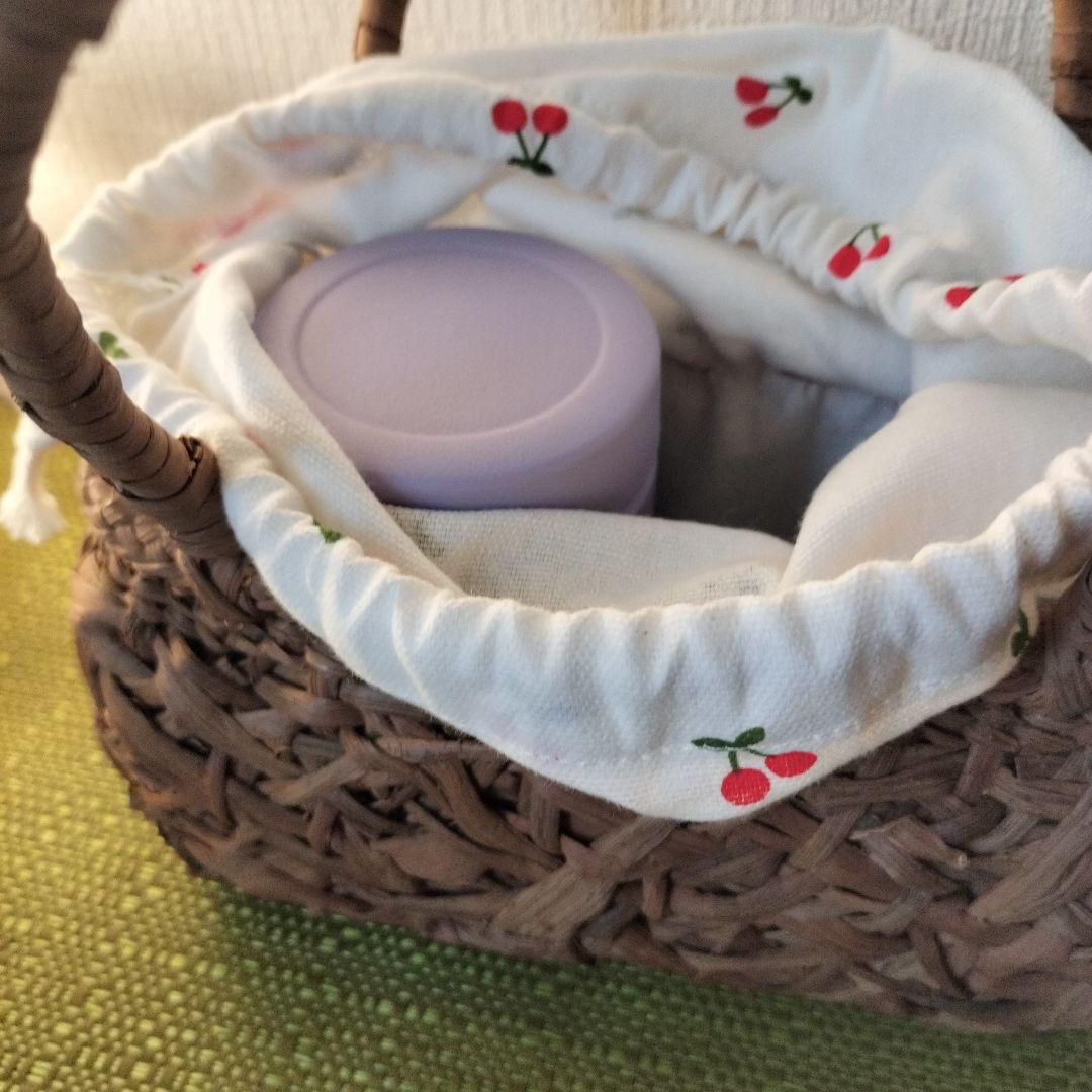 山葡萄やたら編み籠バック（巾着付き） 約横20高さ12幅8