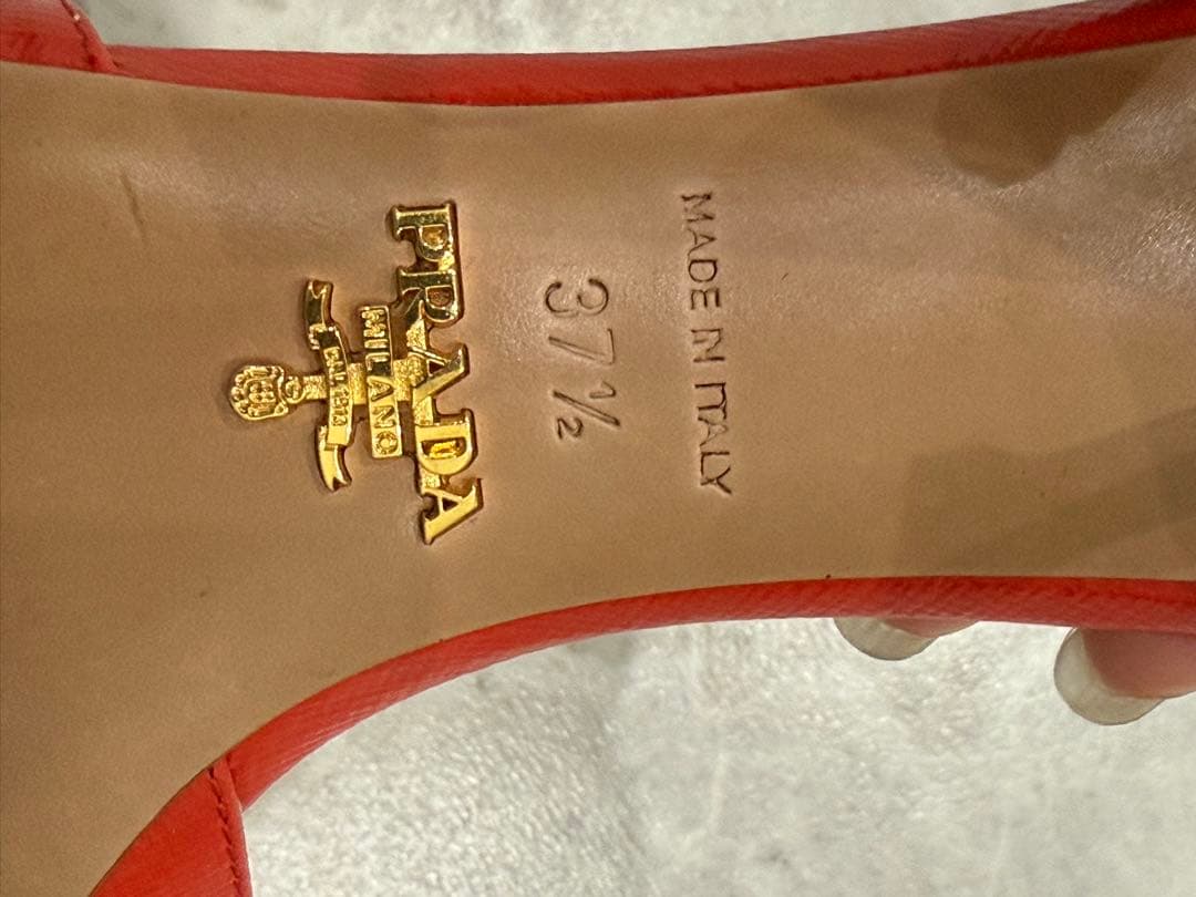 PRADA プラダ スタッズ ミュールサンダル レッド×ゴールド37½