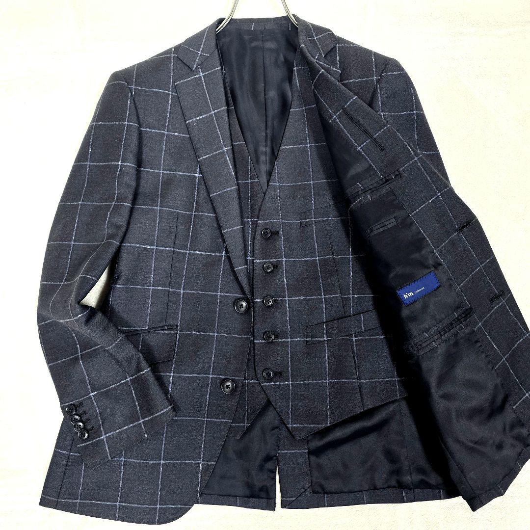 極美品 h'm tailored 3ピーススーツ マルゾット Super100