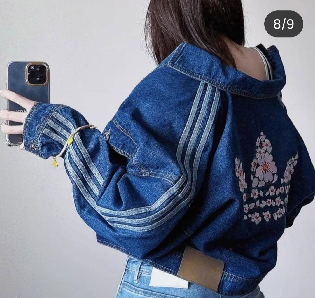 美品　アディダス　オリジナルス　デニム　花柄　刺繍　ジャケット　Gジャン