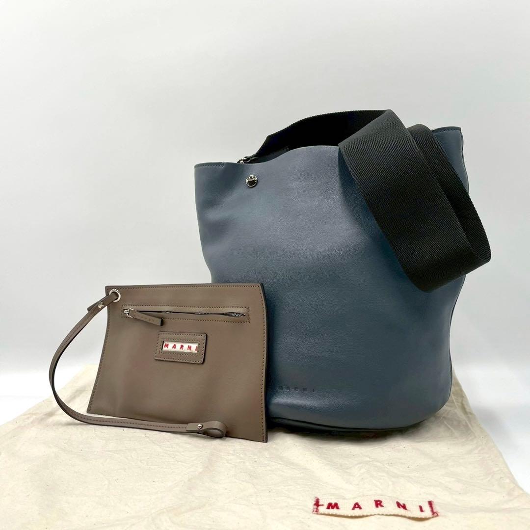 【極美品】 MARNI マルニ ショルダーバッグ バケツ バケット レザー