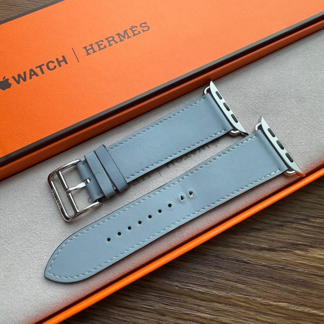 2635 Apple Watch エルメス　ブルーラン　レザーバンド