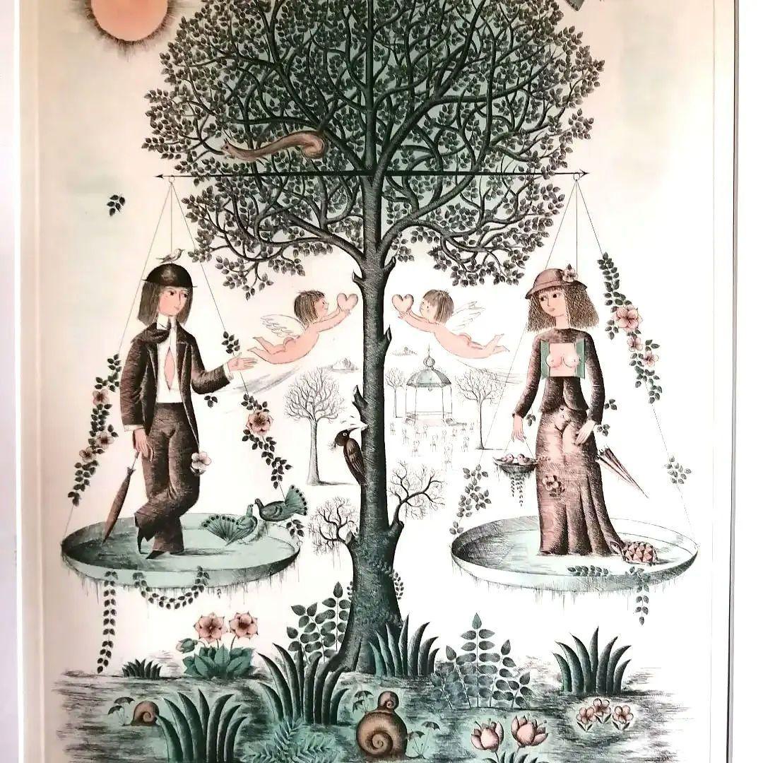 【入手困難】【美術館級】恋人達の版画　Peynet　ペイネ　美品