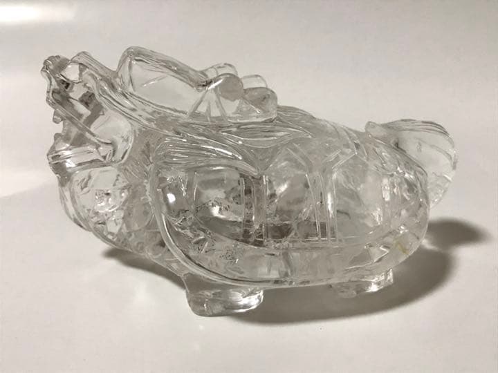 龍亀（ロングイ）水晶 置物 クリアクォーツ パワーストーン 天然石 財運アップ