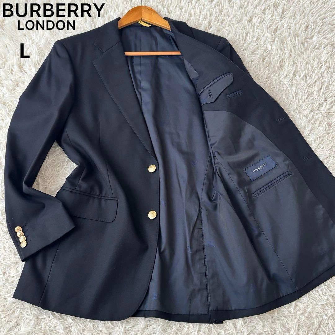 美品✨バーバリー 紺ブレ ホースロゴ テーラードジャケット 金ボタン ネイビー