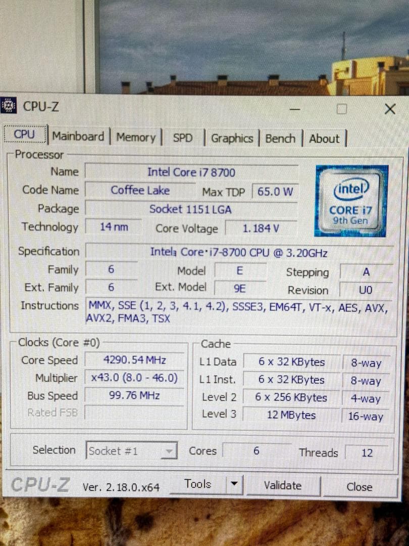 【動作チェック済】intel Core i7-8700 SR3QS 3.2GHz