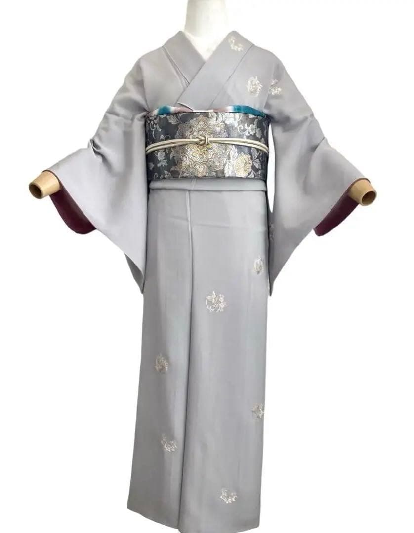 ★fscdbekym★蝶の刺繍 一つ紋 付下げ 着物 NO88