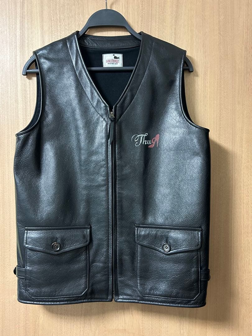 GANGSTERVILLE レザーベスト 黒 サイズM 日本製