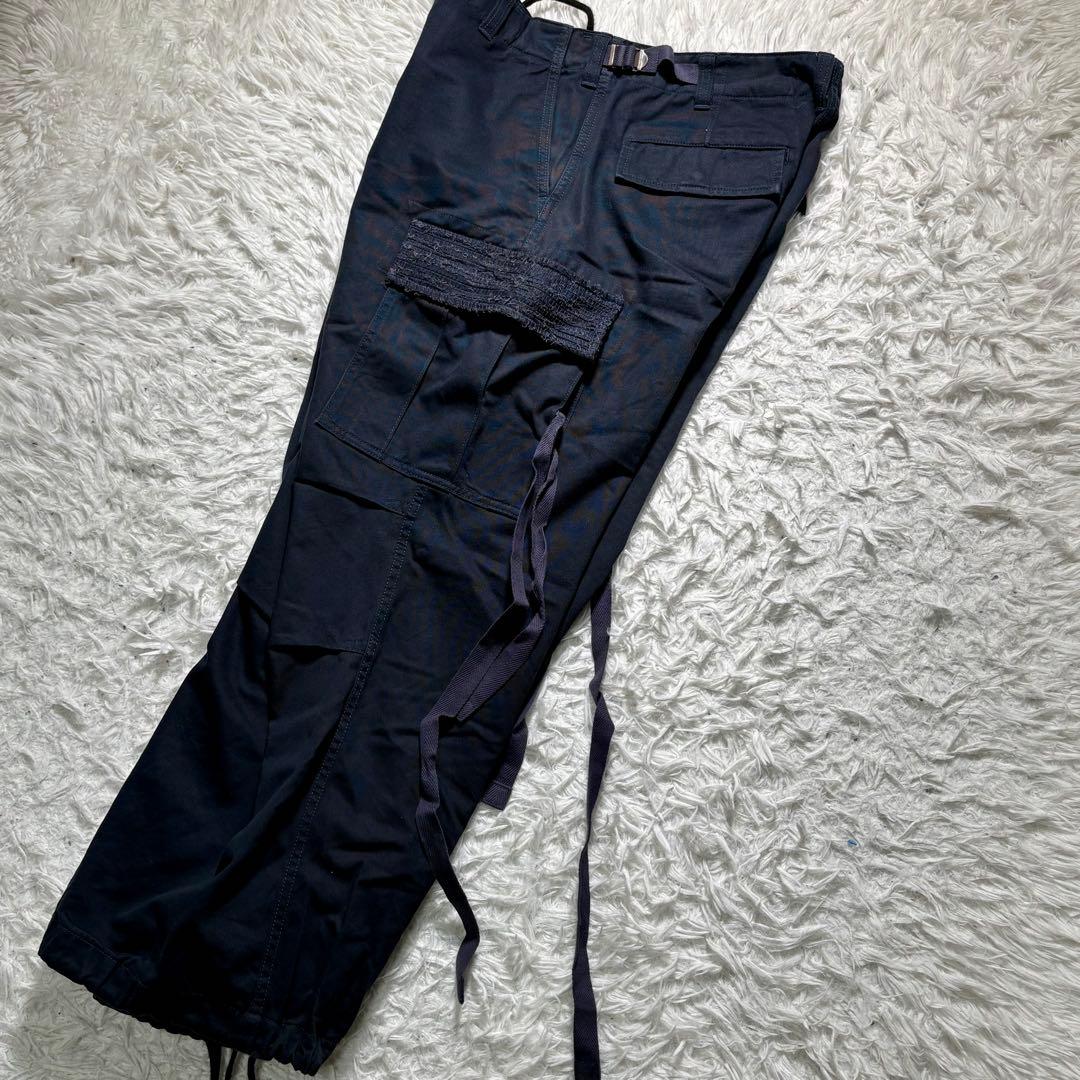 【美品】KUON カーゴパンツ　ミリタリー　ネイビー　M 綿　ワイド　日本製
