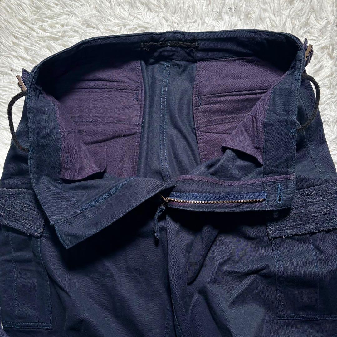 【美品】KUON カーゴパンツ　ミリタリー　ネイビー　M 綿　ワイド　日本製